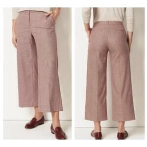 J Jill Wide Leg Cropped Pants Petite Size 14 Red Houndstooth Career Work Stretch